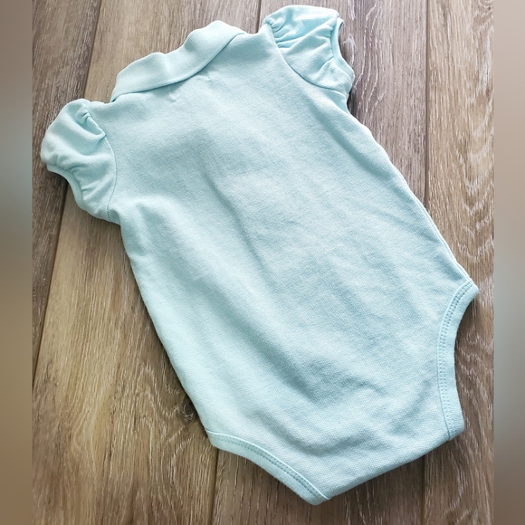 Ralph Lauren baby girls blue mesh polo bodysuit, capped sleeves Size 6M - Picture 3 of 6
